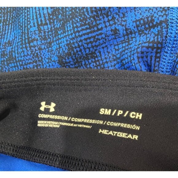 Under Armour Women's HeatGear Compression Leggings Size Small Blue & Black - Picture 4 of 4